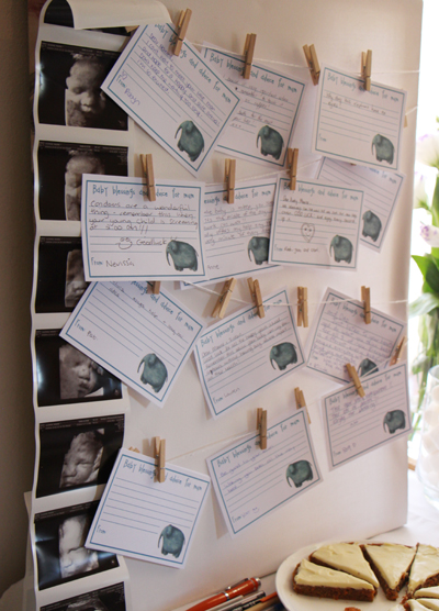 Message board for baby shower