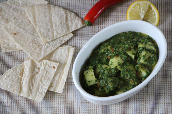 Spinach and Potato Curry (Vegan and Gluten Free) - I served mine with corn tortillas