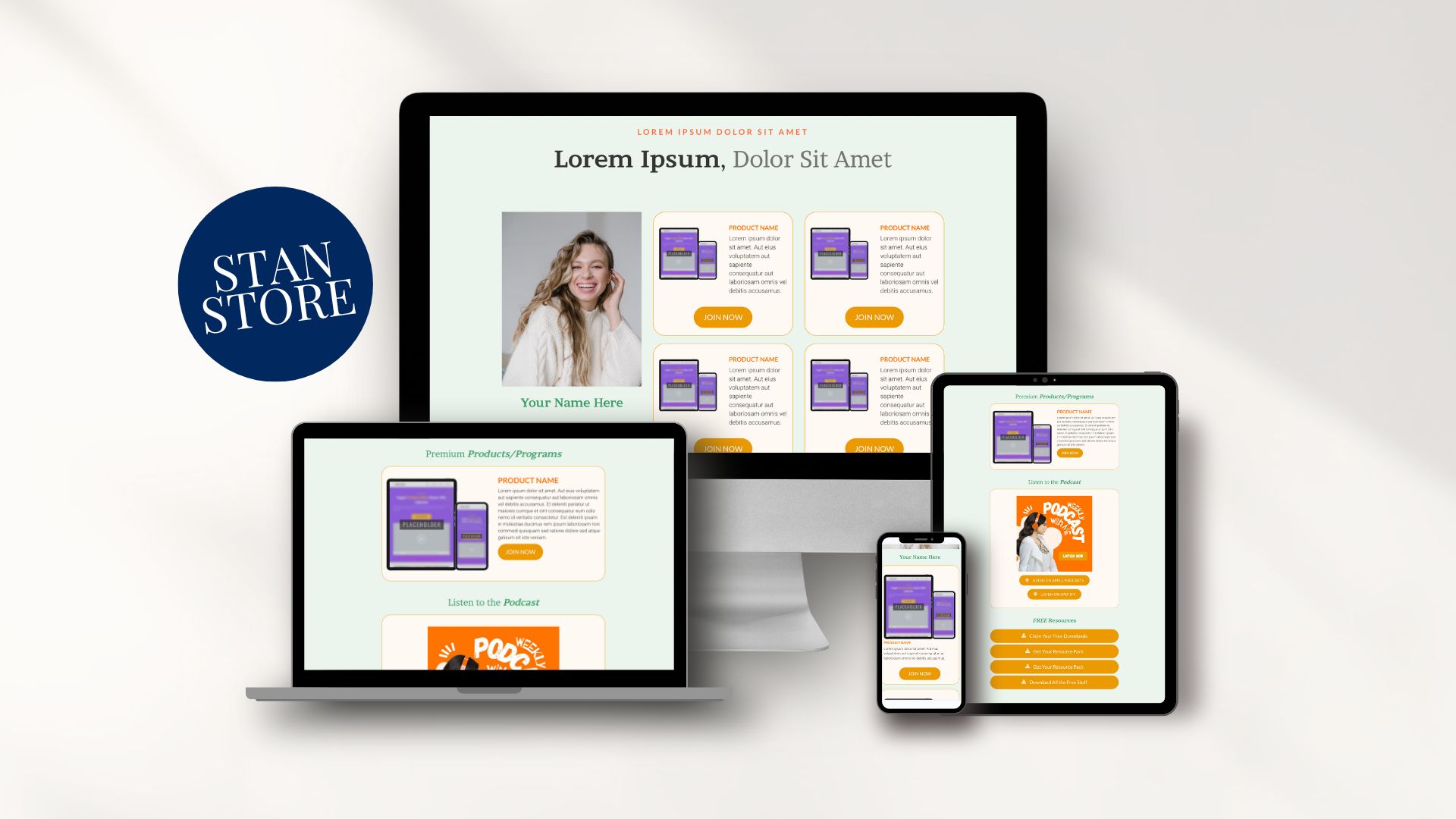 Preview of the Stan Store style link page template